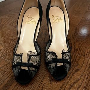 Christian Louboutin Peep Toe Alexandra Lace Heels